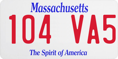 MA license plate 104VA5