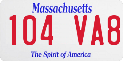 MA license plate 104VA8
