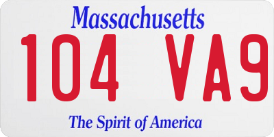 MA license plate 104VA9