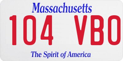 MA license plate 104VB0