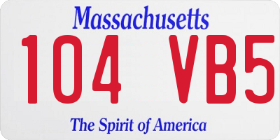 MA license plate 104VB5