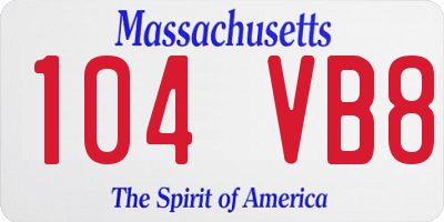 MA license plate 104VB8