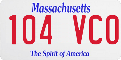 MA license plate 104VC0