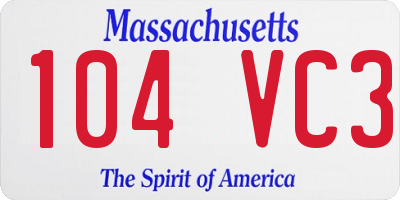MA license plate 104VC3