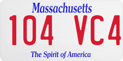 MA license plate 104VC4