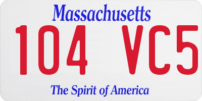 MA license plate 104VC5