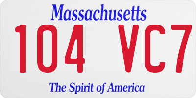 MA license plate 104VC7