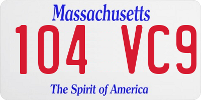 MA license plate 104VC9