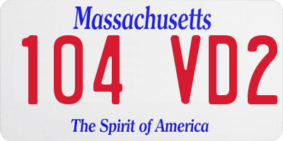 MA license plate 104VD2