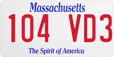 MA license plate 104VD3