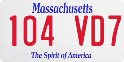 MA license plate 104VD7