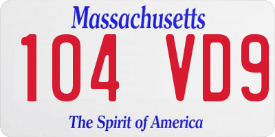 MA license plate 104VD9
