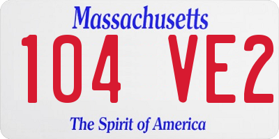 MA license plate 104VE2