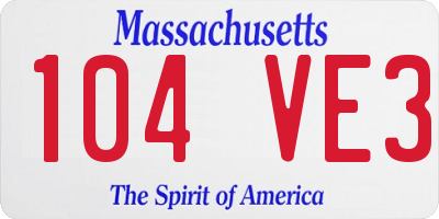MA license plate 104VE3