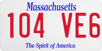 MA license plate 104VE6
