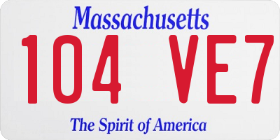 MA license plate 104VE7