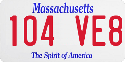 MA license plate 104VE8