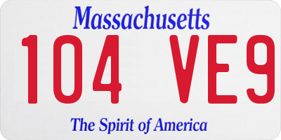 MA license plate 104VE9