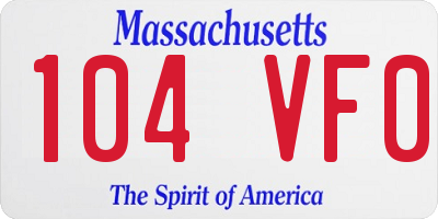 MA license plate 104VF0