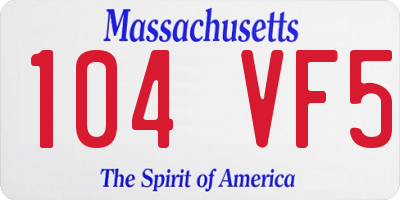 MA license plate 104VF5