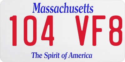 MA license plate 104VF8