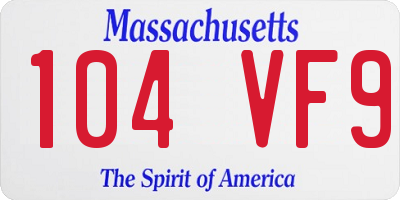 MA license plate 104VF9