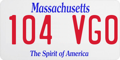 MA license plate 104VG0