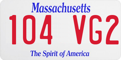 MA license plate 104VG2