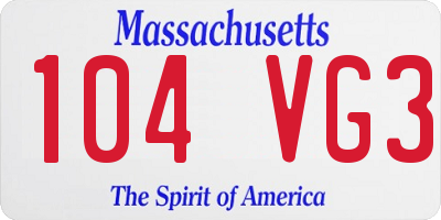 MA license plate 104VG3