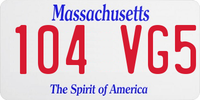 MA license plate 104VG5