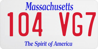MA license plate 104VG7