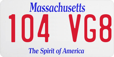 MA license plate 104VG8