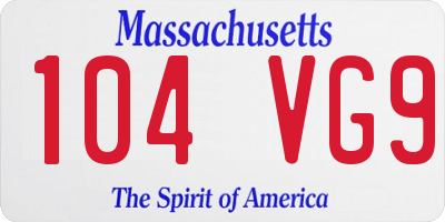 MA license plate 104VG9