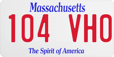MA license plate 104VH0