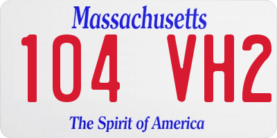 MA license plate 104VH2