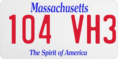 MA license plate 104VH3