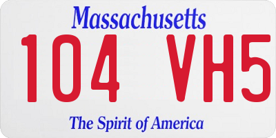 MA license plate 104VH5