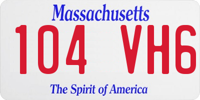 MA license plate 104VH6