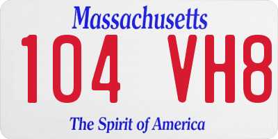 MA license plate 104VH8