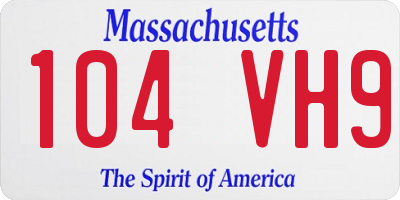 MA license plate 104VH9