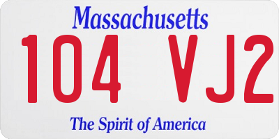MA license plate 104VJ2