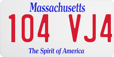 MA license plate 104VJ4