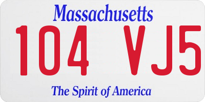 MA license plate 104VJ5