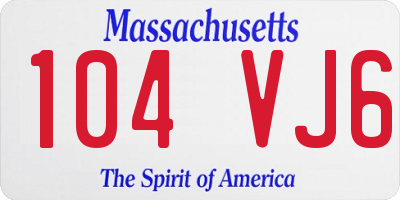 MA license plate 104VJ6