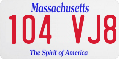 MA license plate 104VJ8