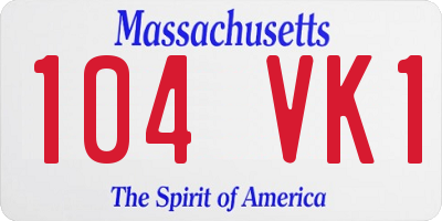 MA license plate 104VK1