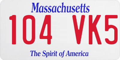 MA license plate 104VK5