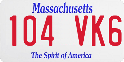 MA license plate 104VK6