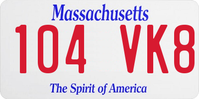 MA license plate 104VK8