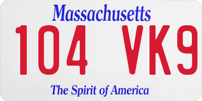 MA license plate 104VK9